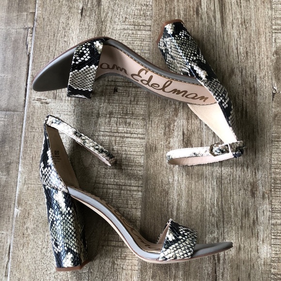 Sam Edelman Yaro Leather Snake print Square heels - Picture 11 of 14